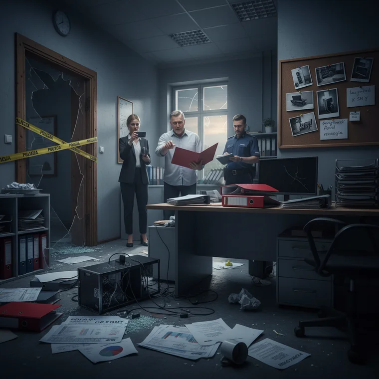 Ekspert ds. ubezpieczeń tłumaczy przedsiębiorcy różnice między OC firmy a polisą mienia po włamaniu do biura