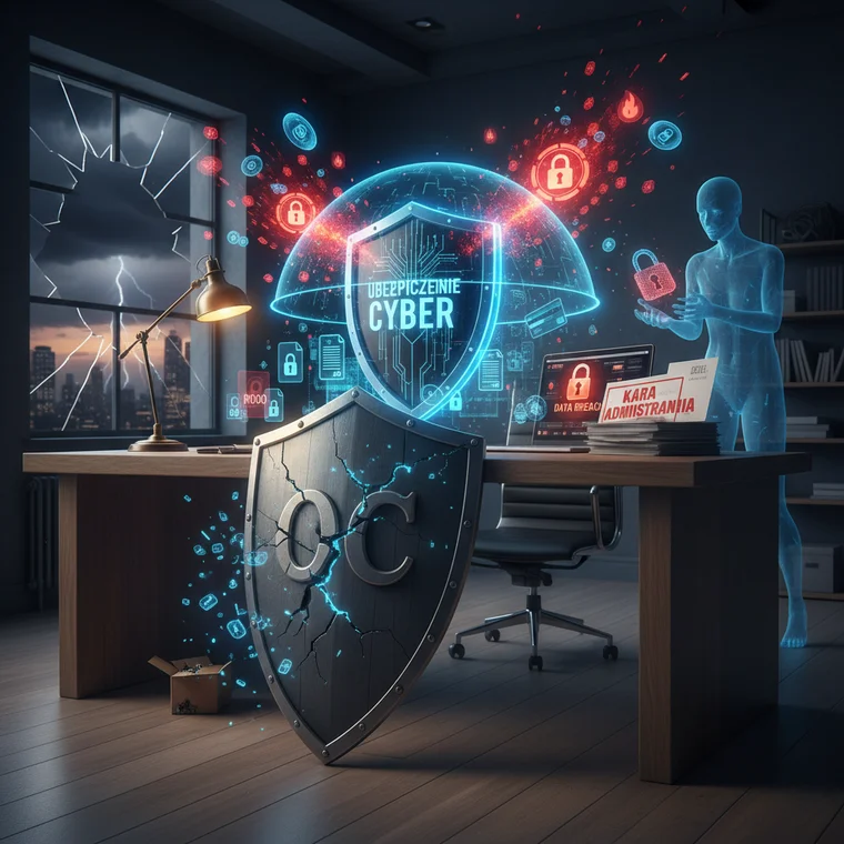 Przedsiębiorca omawia z doradcą zakres ubezpieczenia cybernetycznego i różnice względem ogólnego OC firmy w kontekście RODO i danych osobowych