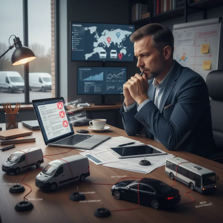 Właściciel małej floty firmowej omawia likwidację szkody AC z doradcą, porównując wariant serwisowy i kosztorysowy