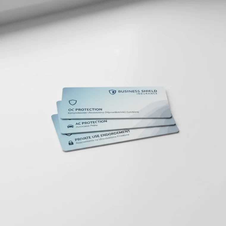 Właściciel firmy analizujący ryzyko braku ważnego OC i AC dla auta służbowego używanego prywatnie na tle floty samochodów firmowych