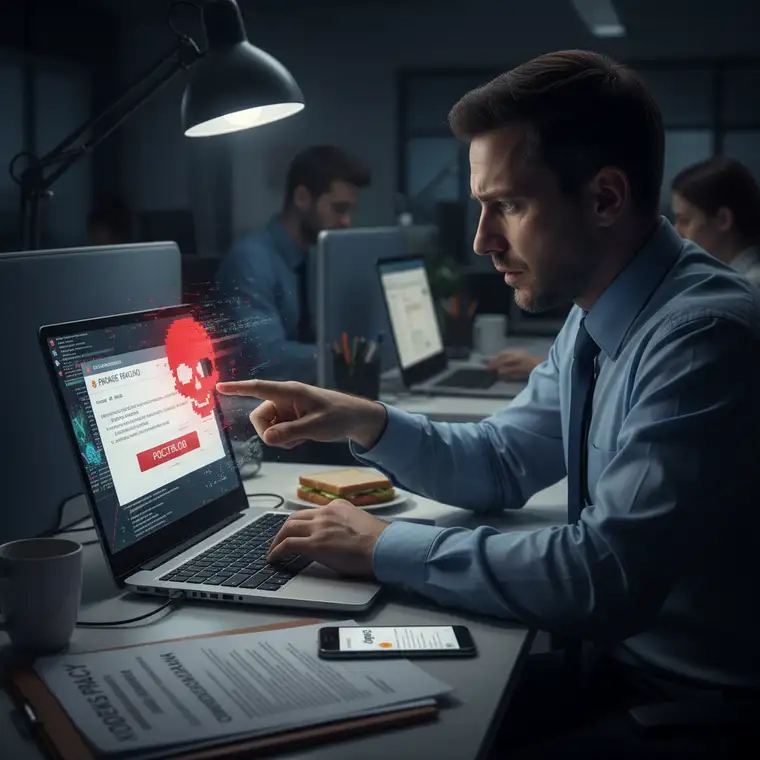 Zespół firmy na szkoleniu z cyberbezpieczeństwa omawia phishing oraz zasady odpowiedzialności za kliknięcie w złośliwy link