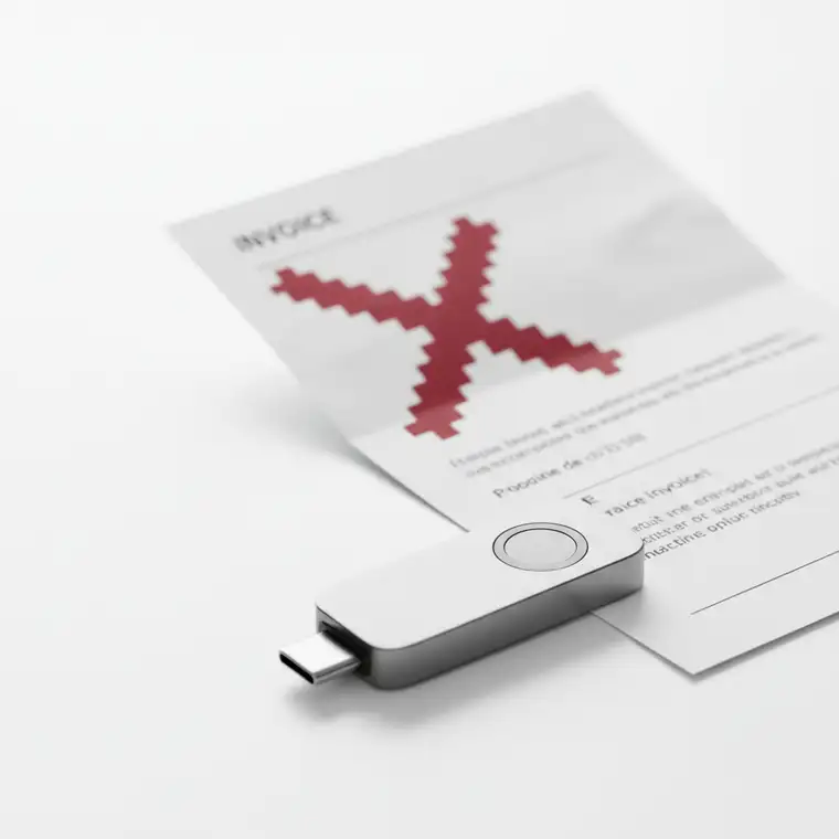 Specjalistka ds. księgowości sprawdza fakturę PDF na ekranie, aby uniknąć oszustwa mimo logowania dwuskładnikowego w systemie firmowym