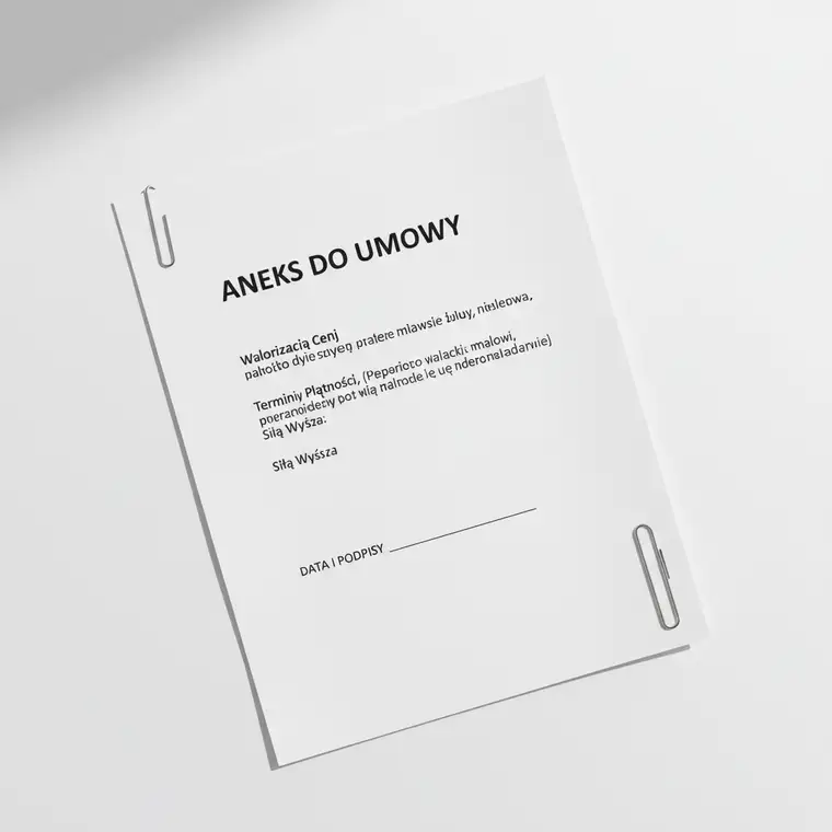 Przedsiębiorca analizuje starą umowę i przygotowuje prosty aneks zmniejszający ryzyko finansowe firmy w 2025 roku