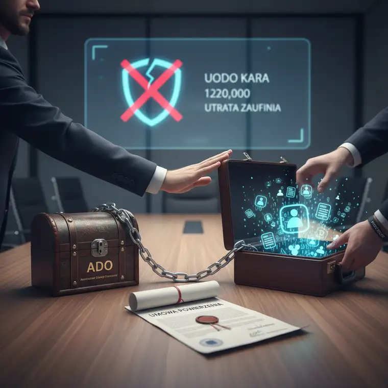 Specjalista ds. ochrony danych analizuje procedury bezpieczeństwa u podwykonawcy, w kontekście odpowiedzialności administratora za dane osobowe