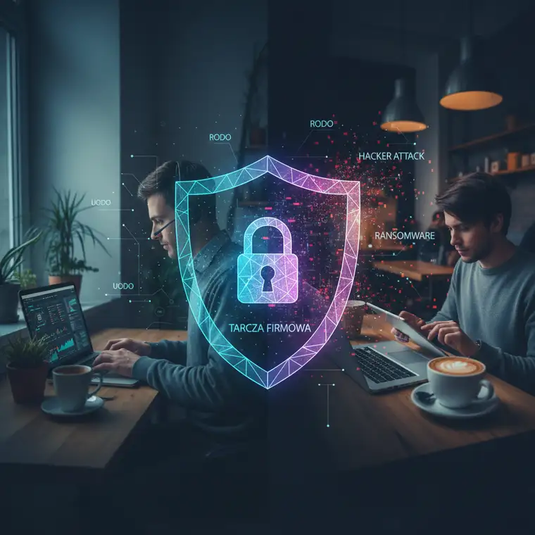 Zespół biura rachunkowego omawia ubezpieczenie cyber i procedury bezpieczeństwa przy pracy zdalnej na danych klientów