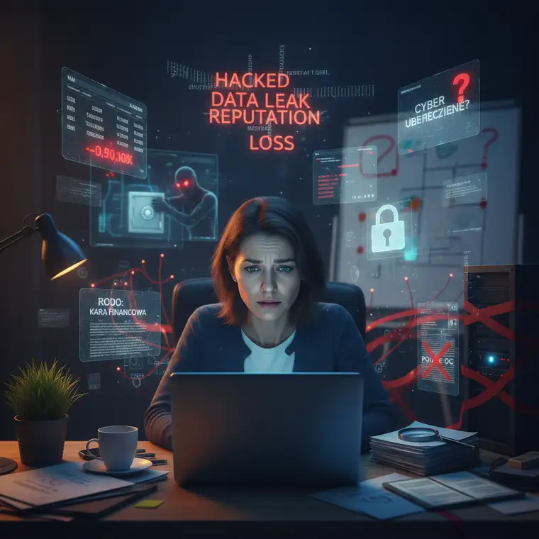 Mały zespół mikrofirmy przy komputerach omawia plan reakcji na incydent cyber i zasady korzystania z ubezpieczenia cyber po cyberataku