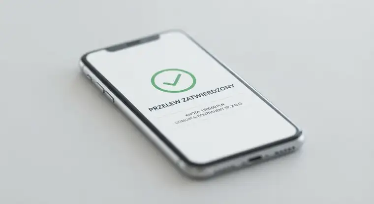 Bezpieczny przelew natychmiastowy w firmie - pracownik sprawdza dane odbiorcy przed zatwierdzeniem płatności online